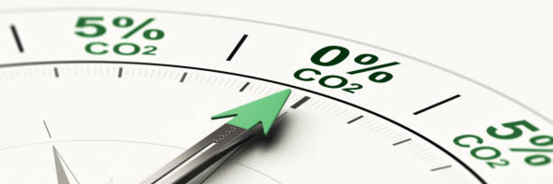 Kompassin neula osoittamassa 0 prosenttiin hiilidioksidipäästöjä.