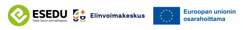 Kieku Logot, etelä-savon ammattiopisto, elinvoimakeskus ja Euroopan unionin osarahoittama lippulogo